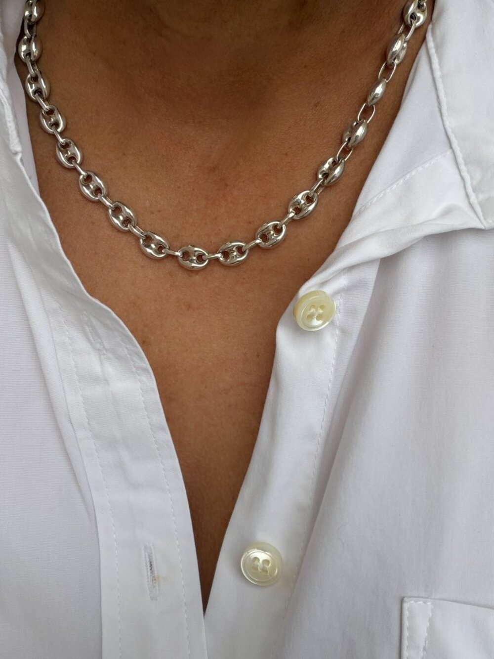 Sterling Silver 925 Puffy Mariner Link Chain Necklace - Lobster Clasp 24.8g